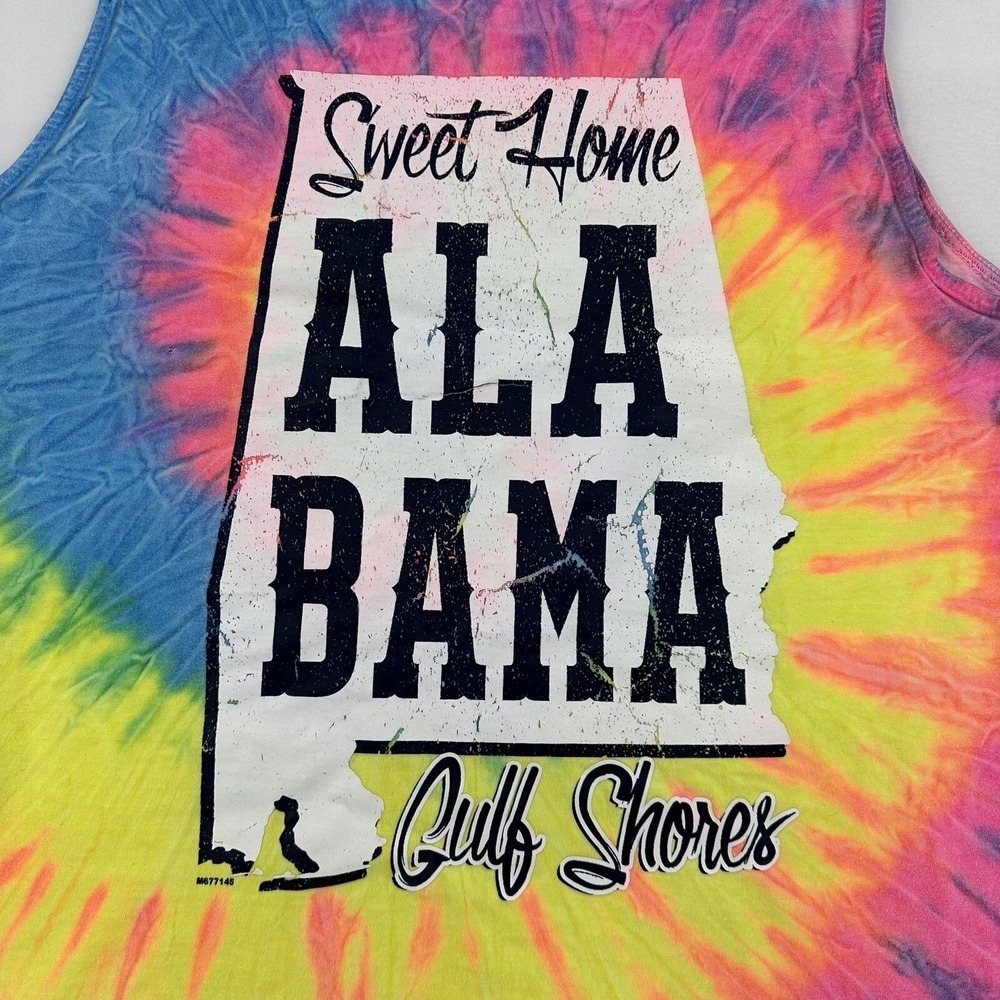 Destinations Men Large Sweet Home Alabama Gulf Shores Tie Dye Tank Top  USA Made
